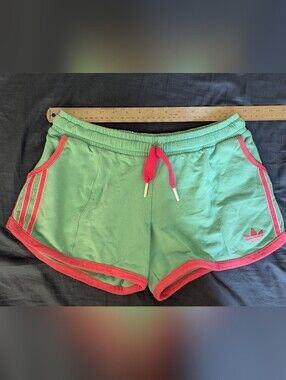 adidas Mint Green Athletic Shorts with Pink Trim